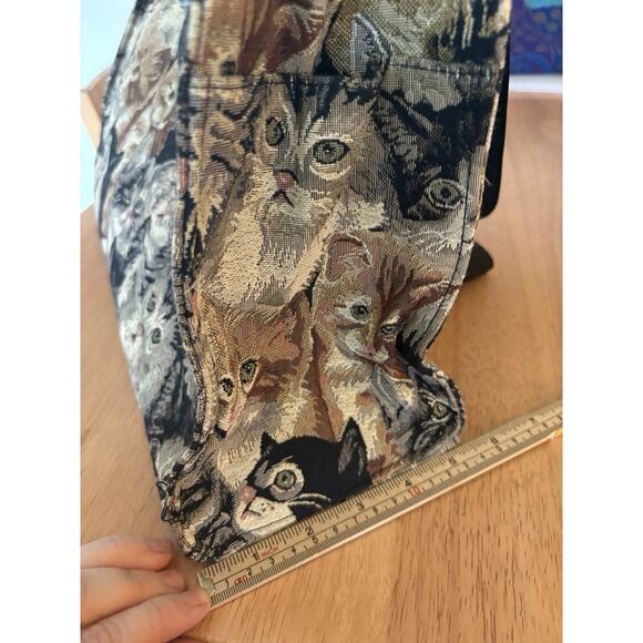 Vintage Cat Tapestry Tote Bag Kittens Shoulder Bag Grommet Detail Large New - Picture 12 of 13